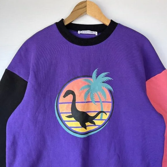 Dangerfield NWOT Black Friday Loch Ness Retro Palm Tree Jumper Sweater Size S - Picture 5 of 8